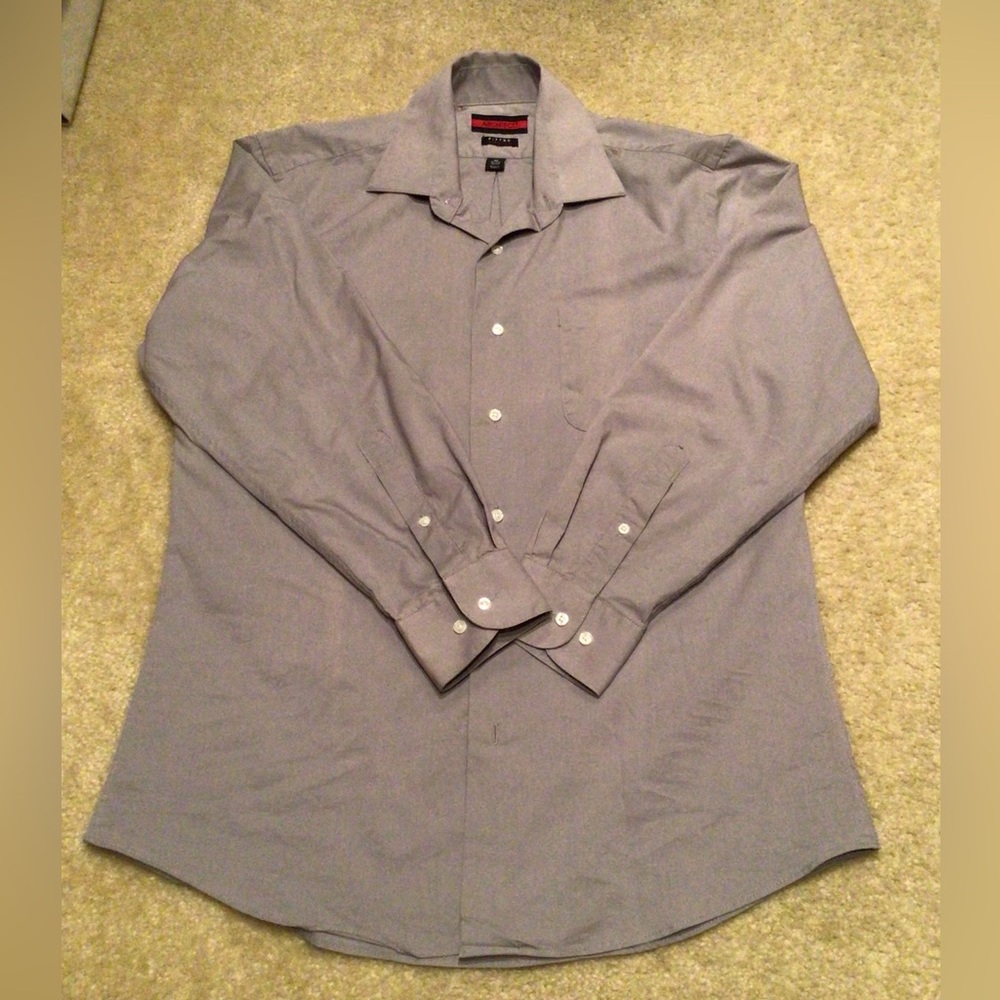 Men’s long sleeve, one pocket, grey dress shirt